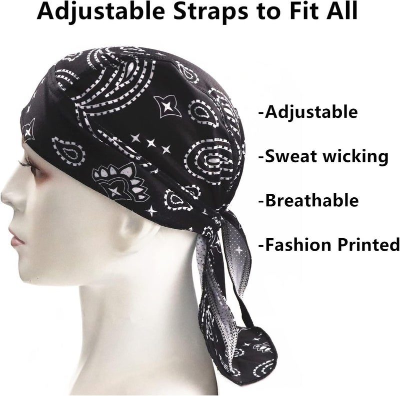GUIFIER 4 Pack Do Rag/Dew Rag Beanie Cap Hat Chemo Cap Skull Cap for Men and Women - Image 3